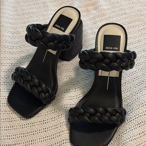 Dolce Vita Black Heeled Shoes with Braided Design